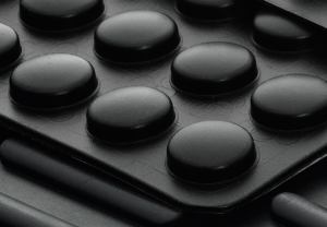 Silicone rubber feet used on electronic equipment for vibration control